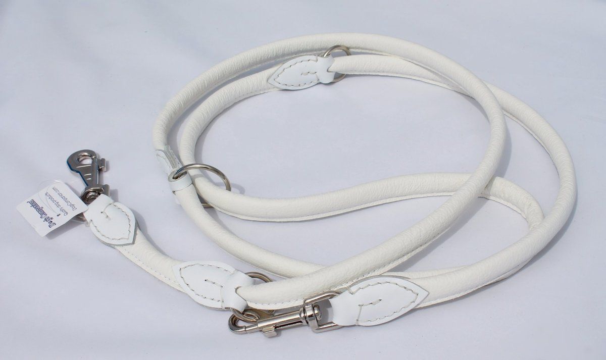 Dog's Companion Leren Politielijn - 220 cm x 10 mm - Wit