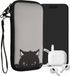 kwmobile hoesje voor smartphones XXL - 7" - hoes van Neopreen - Kat - grijs / zwart - binnenmaat 17,7 x 8,5 cm