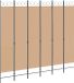 vidaXL Paravent 6 panneaux beige 240 x 220 cm tissu