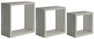 Homemania Incubo Wandrek voor wanddecoratie, woonkamer, slaapkamer, kantoor, MDF, eiken, grijs, 35 x 35 x 15,5/30 x 30 x 15,5/25 x 25 x 15,5 cm