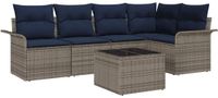 vidaXL Tuinbank Set 6-delig Grijs Polyrattan