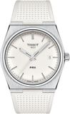 Tissot T1374101701100 PRX montre à quartz avec boîtier en acier inoxydable 316L, blanc et caoutchouc