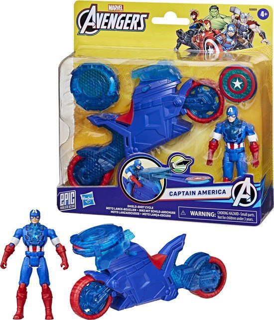 Hasbro Marvel Avengers Epic World of Action Captain America Shield-Shot Cycle - Actiefiguur inclusief speelgoedmotorfiets