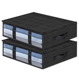 AiQInu Onderbedcommode, 2 stuks, organizer voor onderbedden, met kijkvenster en handgreep, ruimtebesparend, opvouwbaar, organizer voor kleding, dekens, dekbedden