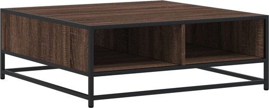 vidaXL Salontafel 80x80x30 cm bewerkt hout en metaal bruin eikenkleur