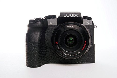 TP Handgemaakte Echt Lederen Halve Camera Case Camera Tas voor Panasonic G7 - Zwart