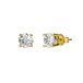 Lucardi - Unisex Zilveren goldplated oorbellen rond 6mm zirkonia - Oorbellen - 925 Zilver - Goudkleurig