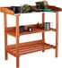 Merkloos oppottafel met metalen plaat - 3 etages - hout - 87,5 x 91,8 x 41,5 cm - oranje