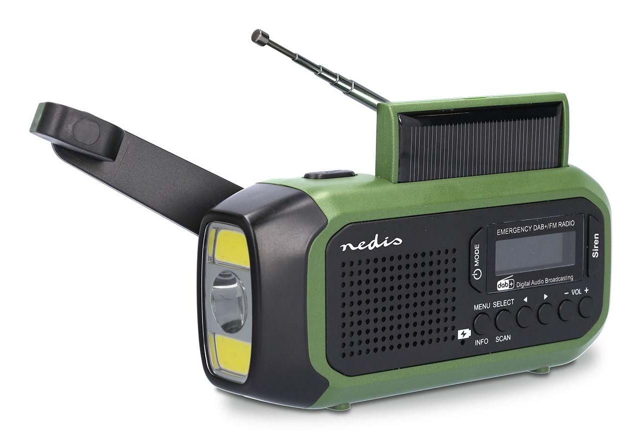Nedis Noodradio - Draagbaar - DAB+ / FM - Handslinger / Solar - Zwart