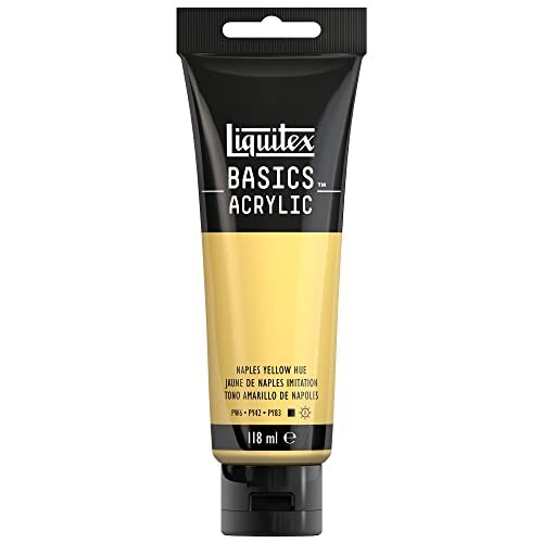 Liquitex 8870048 Basics enkelvoudig pigmenteerde acrylverf, kunstenaarspigmenten, lichtecht, medium viscositeit, goede kwaliteit, satijn finish - 118ml tube, Naples Yellow Hue