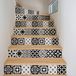 Zelfklevende Sticker-Tegels Zelfklevende stickers voor trap, tegels, trapstickers, stootkussen, tegelstickers, zelfklevende cementtegels, trap, cementtegels, azulejos, 15 x 105 cm, 4 strips