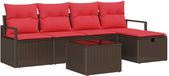 vidaXL Tuinbank - Set - 6 - st - Bruin - poly - rattan