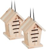 Merkloos Relaxdays Lieveheersbeestjeshotel - Set van 2 - Hout - Lichtbruin/Zwart