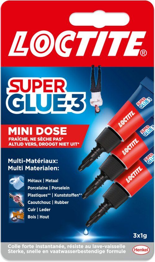 Loctite Mini Dose 3x1 g Secondelijm | Superlijm voor Alles | Multifunctioneel en Sterk | Ideaal voor Snelle Reparaties en Multitoepassingen
