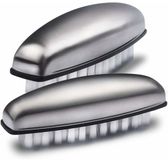 OEM AMAKUS TRADING LTD Handenwasborstel van Roestvrij Staal - Set van 2 - Geurneutralisator met Reinigingsborstels - Roestvrijstalen Nagelborstel - 2-in-1 Multifunctionele Vingernagelborstel - Staalzeep - Borstel Roestvrij Staal - Voor Handwas, Keuken Reiniging, Badkamer