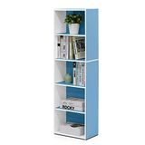 Furinno Luder 5-Tier Omkeerbare Kleur Open Plank Boekenkast, Wit/Lichtblauw