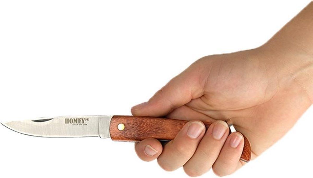 Homey's StandBy K4 Zakmes - 19 cm - Rozenhout - Bruin - RVS