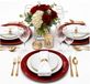 Merkloos / Sans marque Othmar Decorations Dinerborden - 4x - rood glimmend - 33 cm - Kunststof - Rond - Onderborden