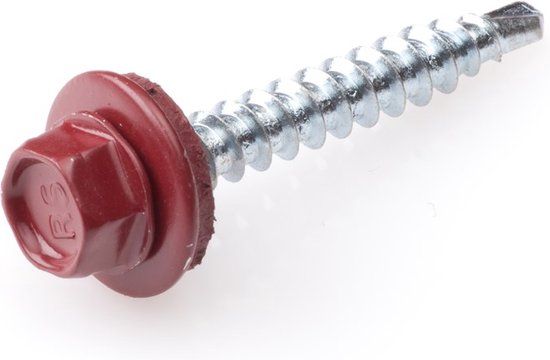 Hoenderdaal Fasteners Hoenderdaal Profielplaatschroef - 4,8 x 35mm - Verzinkt - Rood (200 stuks)