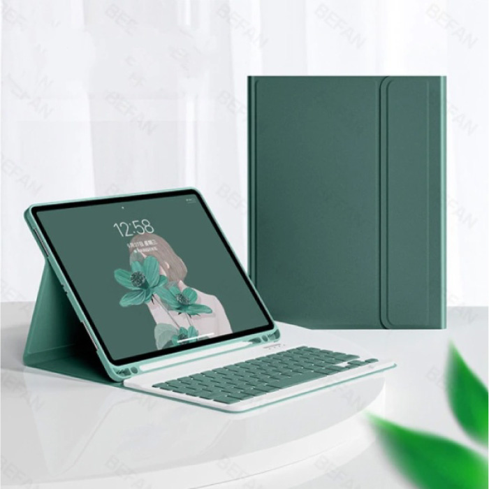 ABEIFAN Toetsenbord Hoes voor iPad Air 3 10 5 - QWERTY Multifunctionele Keyboard Bluetooth Smart Cover Case Hoesje Groen
