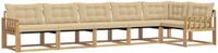 vidaXL - Hoek loungeset - 6 zitplekken - Wit en Beige - Acacia hout