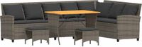 vidaXL - 4-delig - Tuinbankstel - met - kussens - L-vormig - poly - rotan - grijs