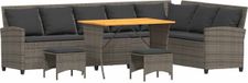 vidaXL - 4-delig - Tuinbankstel - met - kussens - L-vormig - poly - rotan - grijs