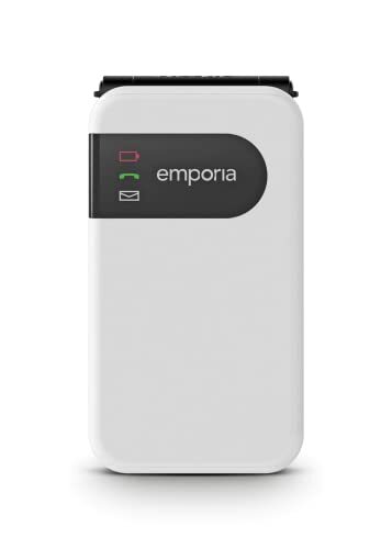Emporia SIMPLICITYglam.4G mobiele telefoon 4G voor senioren, hoog volume, 2,8 inch kleurendisplay, 3 snelbeltoetsen, grote toetsen, laadstation, wit (Italië)