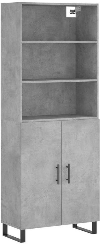 vidaXL Hoge kast 69,5x34x180 cm bewerkt hout betongrijs