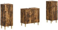 vidaXL - 3-delig - set - badmeubel - ARNHEM - Gerookt - eiken - Bewerkt - hout