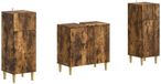 vidaXL - 3-delig - badkamerkast - set - ARNHEM - Gerookt - eiken - Bewerkt - hout