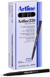 Artline 220 Fineliner - Set 12 Stuks - Zwart