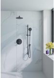 FortiFura Calvi Inbouw Regendoucheset - rond - thermostatisch - wandarm - glijstang - 25cm - hoofddouche - ronde handdouche - metalen doucheslang - mat zwart