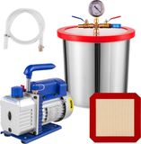 VEVOR 3 CFM, 1/4 PK, vacuümpomp voor één trap, set met vacuümkamer van 3 gallon (13 liter), geschikt voor HVAC, airconditioning en koeltechniek