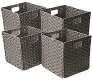 Opvouwbare Blue Ridge Basket Company Opvouwbare opbergmanden van kunststof met draadframe, 4 stuks