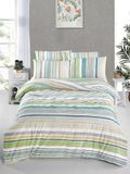 Nuit Des Rêves Ranforce King Quilt Cover Set, 200 x 220 cm, 100% katoen, 145 Thread Count, Machine Wasbaar, Envelope & Button Closure, White/Grey/Yellow