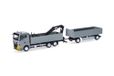 Herpa vrachtwagen model MAN TGX GN plateau-aanhanger met laadkraan, grijs/geel, schaal 1:87