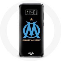 Maniacase Hoesjes voor Samsung Galaxy S8 plus Olympique de Marseille Logo Zwarte achtergrond