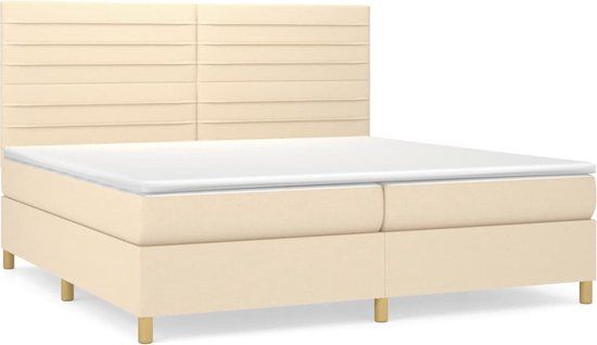 vidaXL Boxspring met matras stof crèmekleurig 200x200 cm