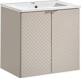 Manoa meuble de salle de bain 60 cm, couleur cachemire, avec lavabo en céramique, blanc