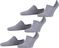 FALKE Cool Kick Bundle 3-Pack onzichtbaar effen materiaal multipack footies unisex grijs - maat 44-45