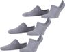 FALKE Cool Kick Bundle 3-Pack onzichtbaar effen materiaal multipack footies unisex grijs - maat 44-45