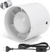 XIIW-PREMIUM XERSEK 100mm Inline Kanaalventilator met Terugslagklep 12W 95 m³/h Stille 34dB Ventilator Afzuigkap Buisventilator Afvoerventilator voor Keuken Garage Toilet, Wit