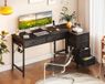 Ibenzoa® Bureau d'angle en L avec espace de rangement, noir