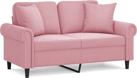 vidaXL Tweezitsbank met sierkussens 120 cm fluweel roze