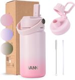 VANN® RVS Drinkfles 400 ML Gradient Rosa met rietje