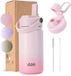 VANN® RVS Drinkfles 400 ML Gradient Rosa met rietje