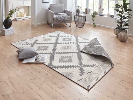 Bougari Binnen&Buiten Vloerkleed Malibu 103428 120x170 cm Grijs & CrÃ¨me