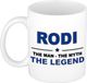 Bellatio Decorations Rodi cadeau mok - man myth legend - naam koffiemok / beker - wit en blauw - 300 ml - verjaardag