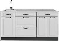 Vicco R-Line Keukenblok, Wit landelijk/Antraciet, 160 cm marmer werkblad